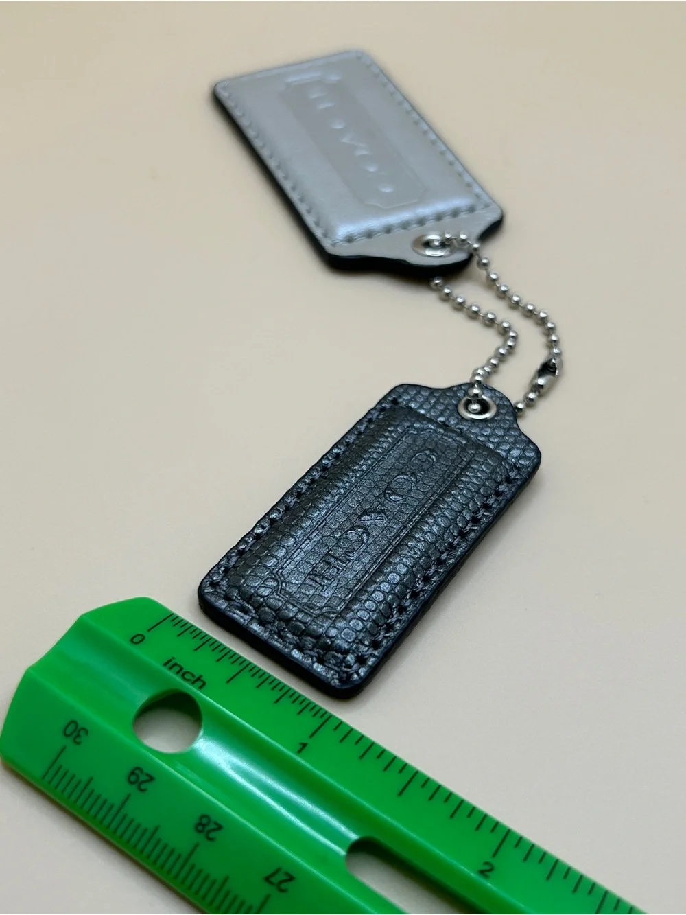 Two Authentic Coach Leather Bag Hang Tags